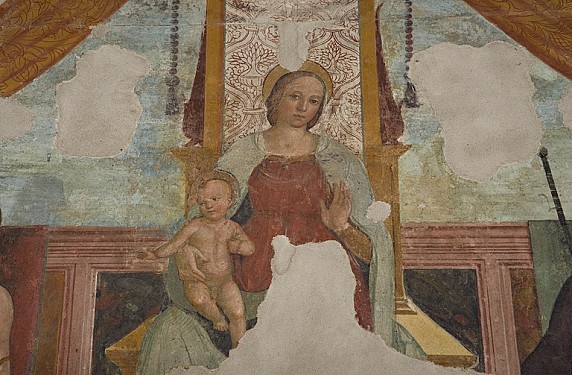 Affresco cinquecentesco San Rocco. Madonna col Bambino - Montegridolfo